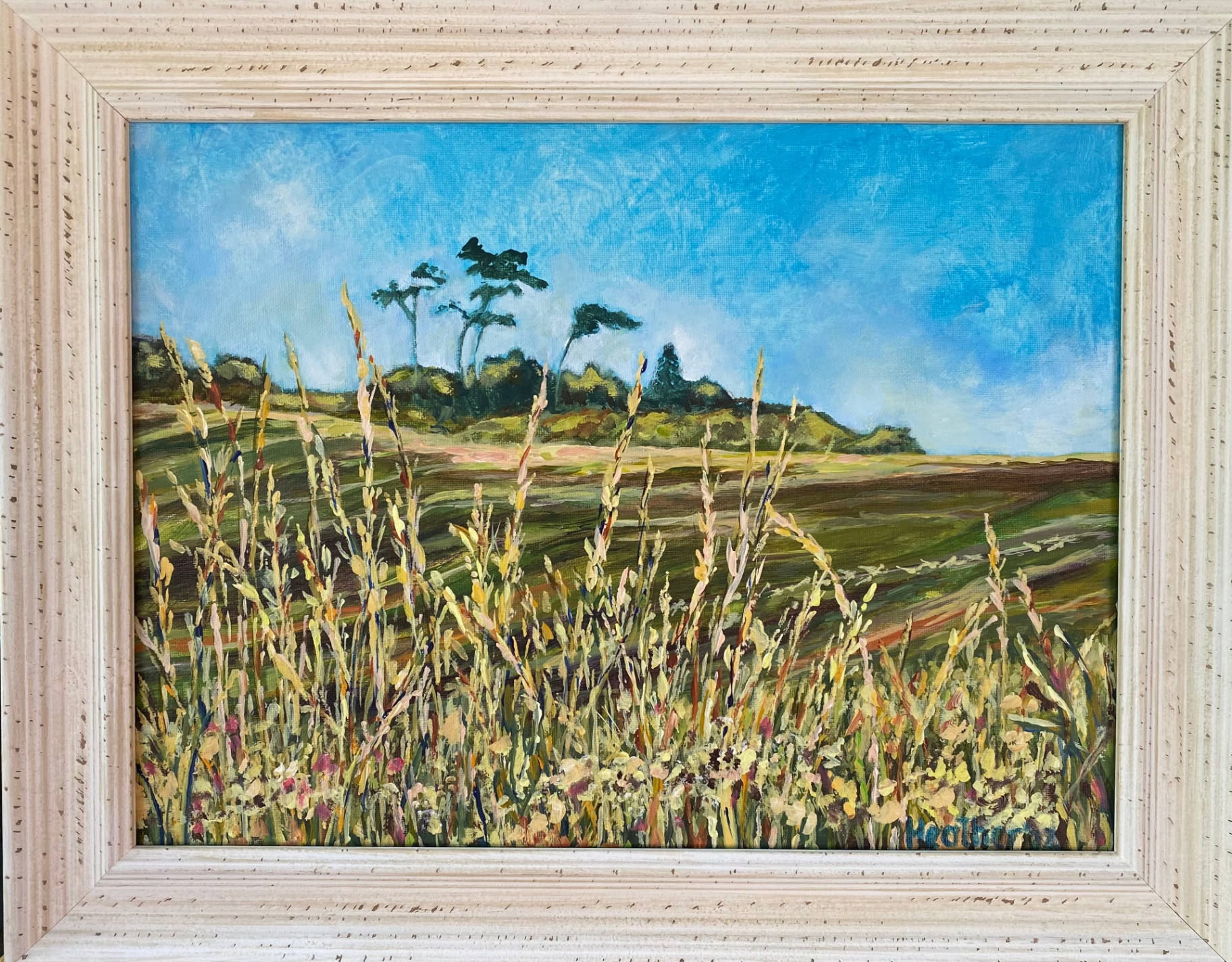 To Chesil Beach, a closer view - Mixed media on canvas by Heather Lavender