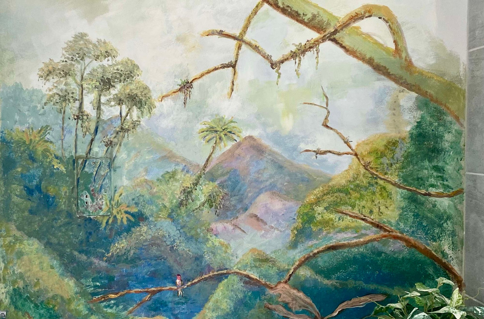 Jungle Cloakroom - Detail - Hand-painted mural by Heather Lavender