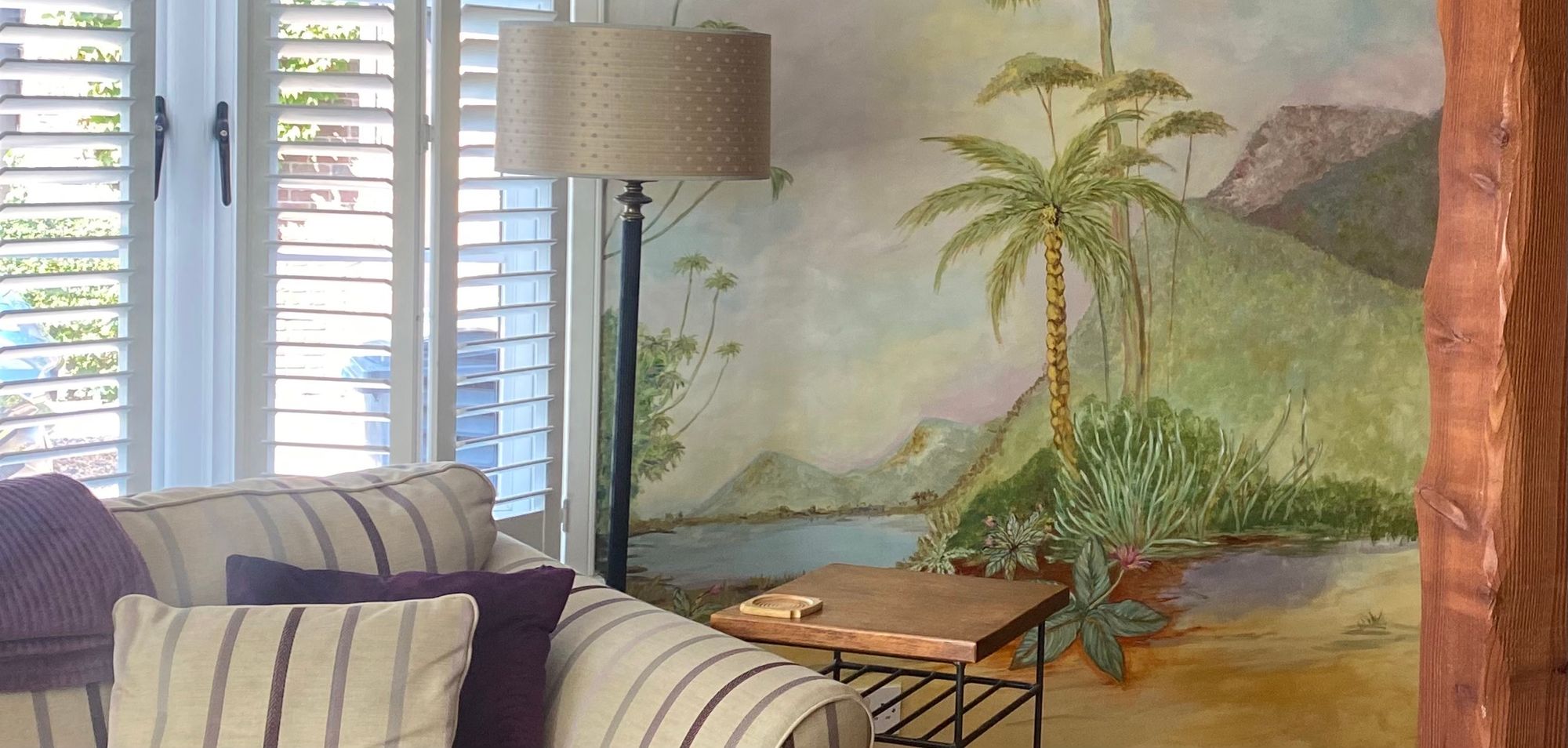 Palm Lounge Mural - Hand-painted mural by Heather Lavender